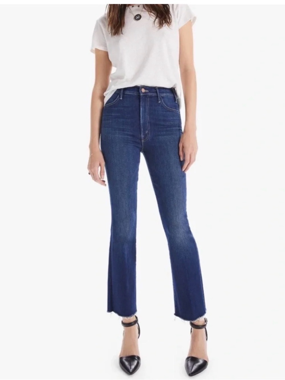 MOTHER Hustler Ankle Frey High-Rise Dark Blue Flare Women's Jeans